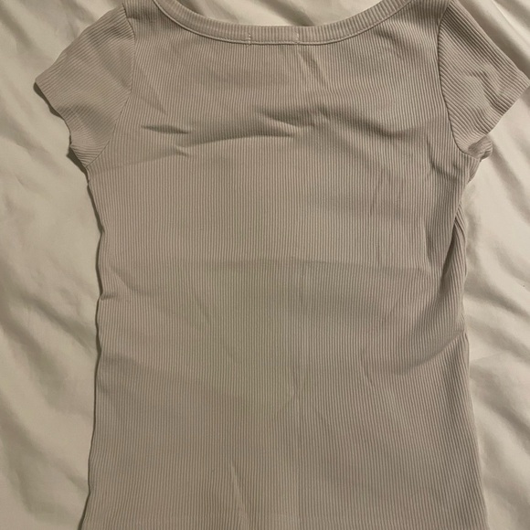 Women's Cream Ribbed Top - Picture 2 of 3